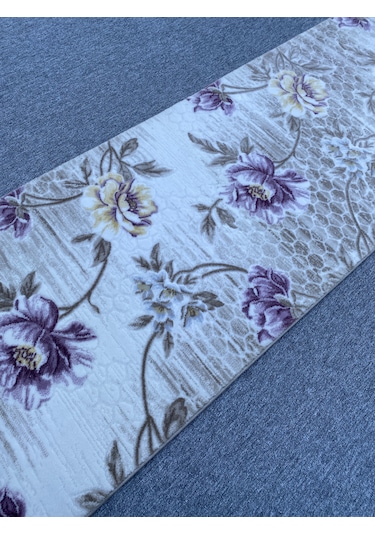 Mor Sarı Kesme Halı 120x240 Akrilik Saçaklı Halı