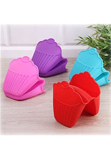 Cupcake Desenli Tutucu Fırın Eldiven Mutfak Slikon Mikrodalga Piş