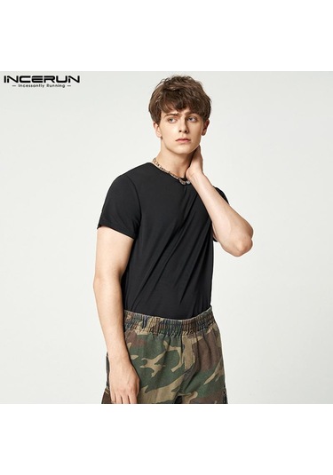 Incerun Yaz Erkek Tek Parça Kısa Kollu Fitness Romper Pijama Leotard Beyaz