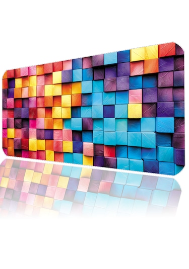 İlyuka Mousepad 90x40cm Büyük Boy Xxl Colorful Wooden Boxes