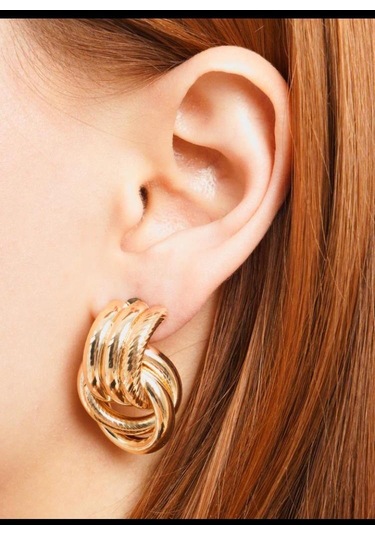 By Zeyna Aksesuar Kadın Vip Seri Özel Tasarım Marka Küpe Seti-4298 Altın