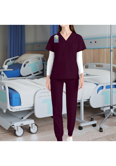 Suntek Hemşirelik Üniformaları Fırçalama Xxl-koyu-kırmızı