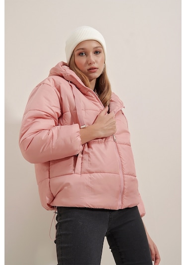 Bigdart 5117 Kapşonlu Şişme Mont - Pudra 001