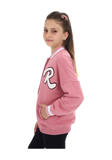 Toontoy Kız Çocuk Baskılı Kolej Hırka Gül Kurusu