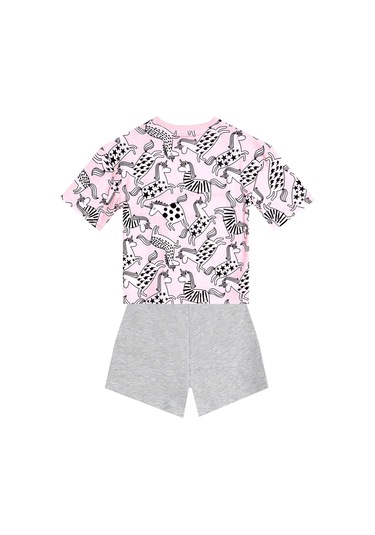 Denokids Mushi Unicorn Gang Kız Çocuk T-shirt Şort Takım Çok Renkli