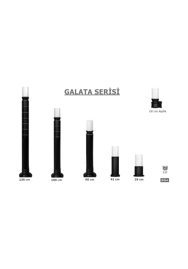 Galata Çiftli Aplik Bahçe Duvar Aydınlatma Lambası Siyah