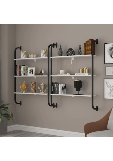 Beyaz Kitaplık 3 Katlı Raf Duvara Monte Kitaplık 5535