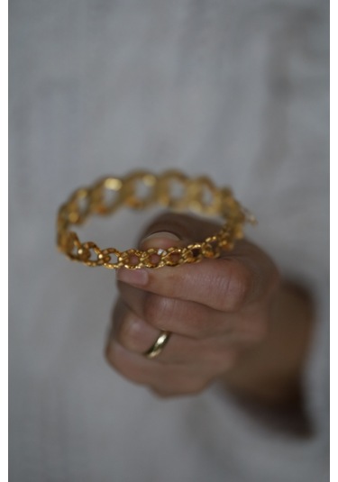 14 Ayar Altın Kalın Cimarlı Kalemli Gurmet Kelepçe Klp24353 Sarı Altın