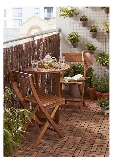 Yarı Katlanır Masa 70 Cm Bahçe Masası Balkon Masası Kahverengi