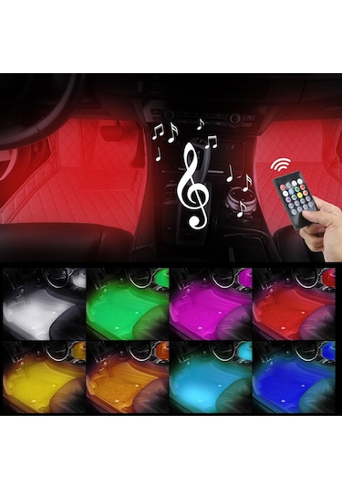 48 Led Araç İçi Ayak Altı Led Işık Kumandalı Müziğe Duyarlı Çakmaklık Girişli Çok Renkli Araç İçi Aydınlatma 1 Adet