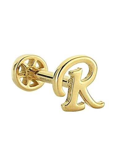 Altın Piercing -R- Harf 14 Ayar Tragus Altın