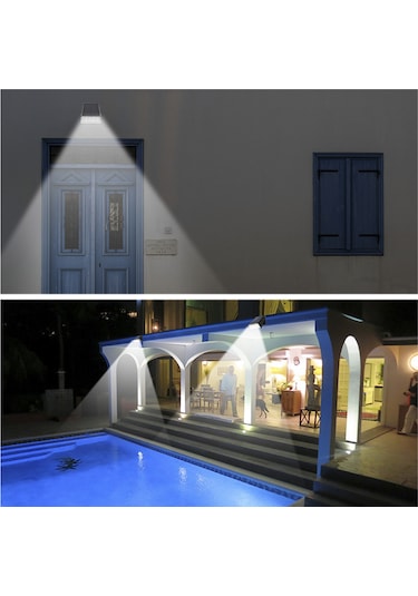 Skycity Solar Duvar Lambası Bahçe Aydınlatması Led Işık Ip65 Su Geçirmez Beyaz Işık 2 Mod 1 Adet Yh0606 Siyah