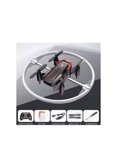 Katlanabilir Mini Bk2 Drone Optik Akışlı Led Işıklı Tek Tuş Kalkış Katlanabilir Tasarım Rc Uzaktan Kumandalı Drone - Siyah