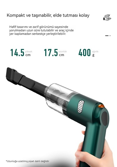 Taşınabilir Araç Akülü Mini Süpürge-siyah