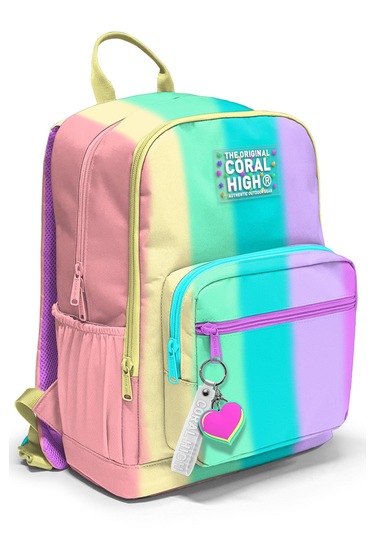 Renkli Çizgili Desenli Kabin Boy Valiz, Sırt Çantası Ve Bel Çanta Çok Renkli