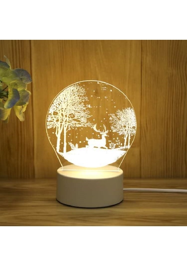 3d Gece Lambası Usb Renkli Uzaktan Kumanda - Snow Deer Diğer