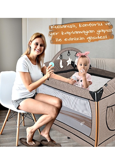 Baby Home 600 Nanny Bebek Oyun Parkı Yatak + Sünger Yatak