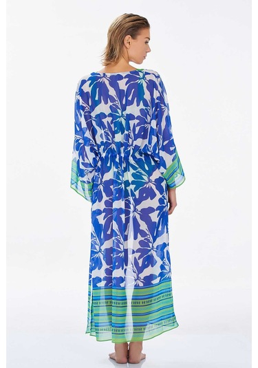 Mayo Üzerine Tek Pareo Kaftan Armaranta 6126 Saks Saks Mavi