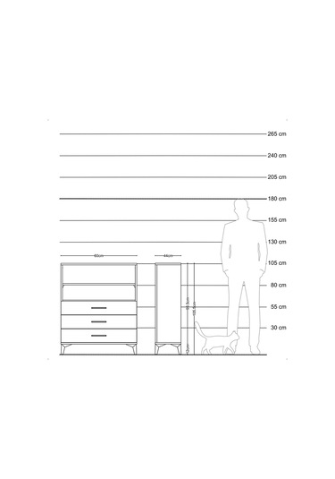 Hyperion Komodin 2 Raflı 3 Çekmeceli 60x44x106 Antrasit-çam Antrasit