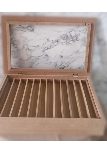 Hobi Adn Dekoratif Tesbih Kutusu Ahşap Mdf Ham Cnc Kesim Çift Bölme El Yapım