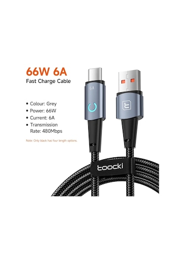 Toocki Usb Yıldırım Kablosu İphone Uyumlu 14 13 12 11 Pro Max 8 7 Artı Led Şarj Grey Usb C 6a 1m Diğer