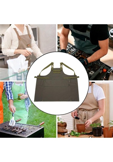 Homyl Araçlar Önlük Çoklu Cepler Suya Dayanıklı Barbekü Yeşil