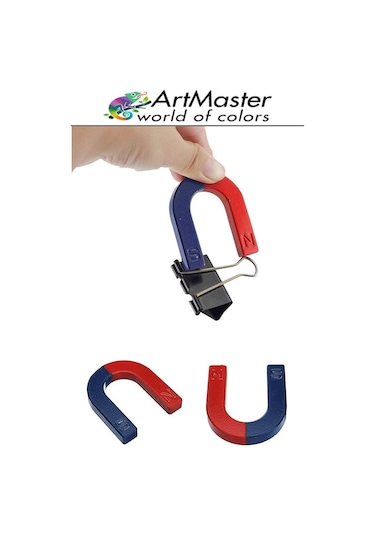 U Şekilli Mıknatıs 4 Adet Deney Malzemesi Kırmızı Mavi Boyalı Mıknatıs Okul Projeleri İçin U Şekilli At Nalı Mıknatıs