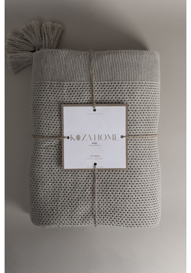 Miel Vizon Kenarı Ponponlu Çift Kişilik Battaniye 200x220 37110 Vizon