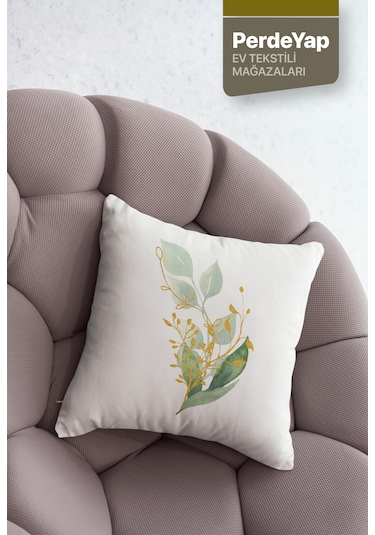 Sade Modern Tasarımlı Yeşil Yapraklar Desenli 4lü Kırlent Kılıfı