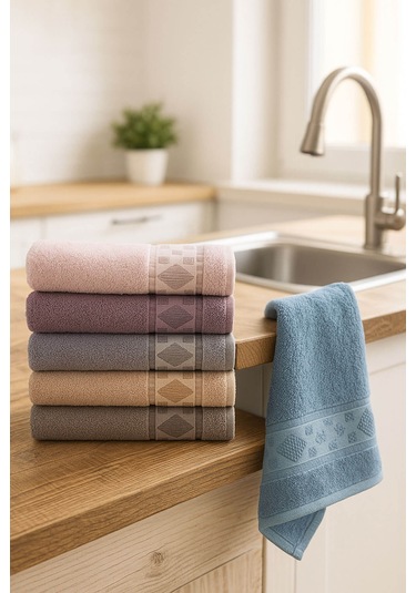 6'lı Mutfak Havlusu Seti 30x50 Cm %100 Pamuk Doku Yumuşak Clara