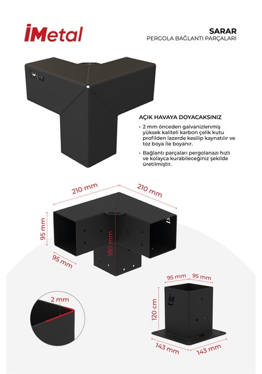 Sarar Tek Bölümlü Pergola Seti 90 x 90 MM Ahşap ve Tente Dahil