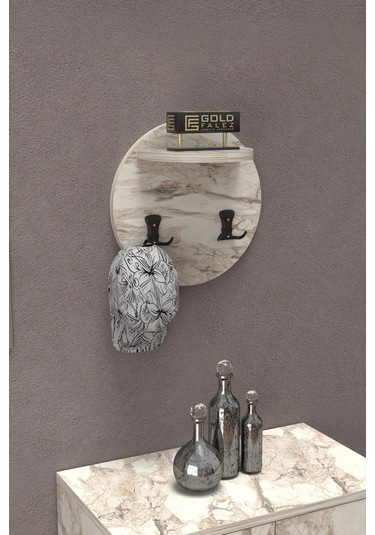 Askılık Duvar Elbise Askılığı Portmanto Üstü Beyaz Mermer Desen Diğer