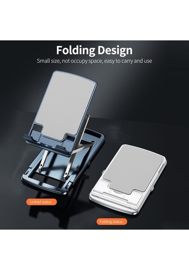 Novahub Moderne Ayarlanabilir Alüminyum Telefon Tablet Standı - Katlanabilir, Taşınabilir, Gümüş/mavi, 11.7x7.2x1.1 Cm, Hafif