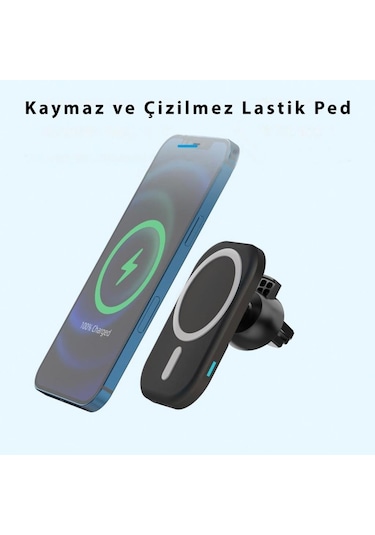 iPhone 12 13 14 Pro Max Mini Uyumlu Magsafe 15 W Kablosuz Araç Şarj Aleti