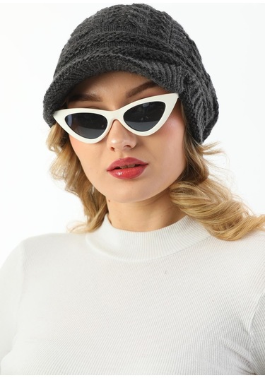 Siperli Çift Kat Antrasit Triko Örme Bere Antrasit