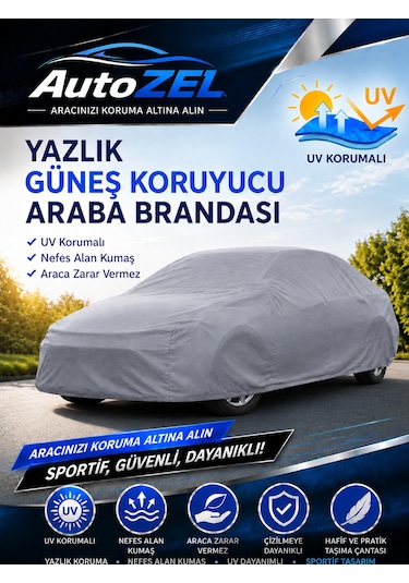Opel Corsa C Uyumlu Yazlık Araba Brandası Oto Branda,araba Çadırı, Araba Örtüsü Gri