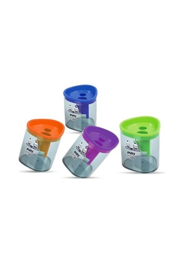 Puti Çift Bölmeli Plastik Kalemtraş 4 Renk 2 Adet