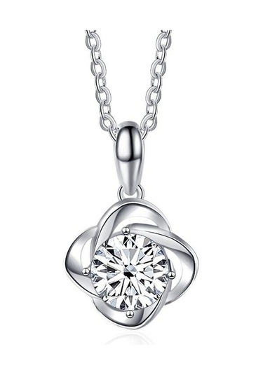 Beyaz Bagueringen Gerçek 1ct Yuvarlak Kesim Spiral Dört Yapraklı Yonca D Renk Mozanit Kolye Kolye Kadınlar Için 925 Ayar Gümüş Takı