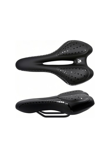 Hombey Siyah Jöle + Poliüretan Bisiklet Oturagi, Orta Boşluklu, Kalın Yumuşak, Konforlu, Dağ Bisikleti Ve Genel Kullanım Aksesuarı 270x160mm Siyah