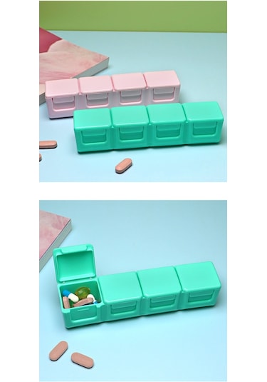 Mini Dört Izgaralı İlaç Kutusu - Siyah