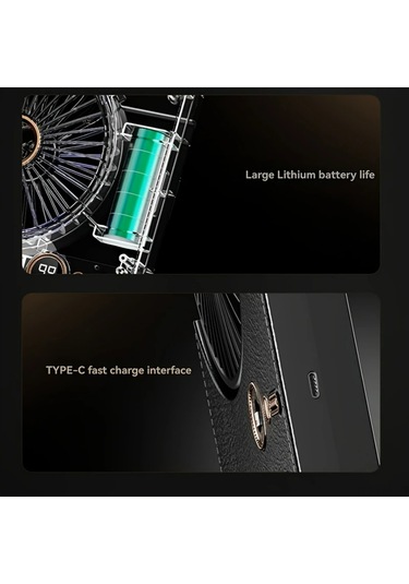 Ximistore9 2025 Yeni Model F05s Siyah Dış Mekan Kamp Makyrosu + Soğutucu Fan 2'li Fonksiyonlu Usb-c Şarjlı 5 Hızlı İç/dış Kullanım Uygun