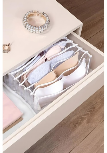 Sütyen Düzenleyici 8 Bölmeli, İç Çamaşırı Sütyen Çorap Katlanabilir Dolap Ve Çekmece İçi Organizer Şeffaf