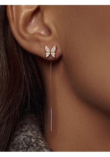 Marıola Uzun Sarkıtlı Küpeler Gümüş 925 Kelebekler 229658619 Altın