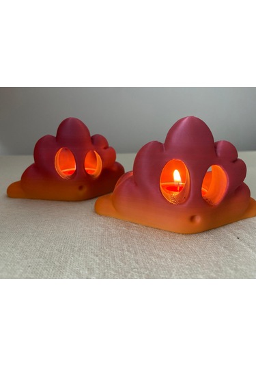 Yanında Led Mum Hediyeli Bulut Tasarım Tealight Mumluk