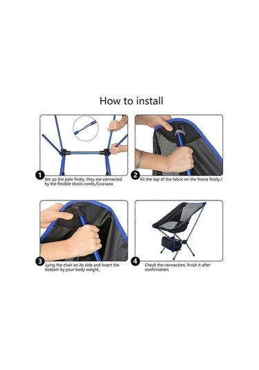 Bloomnest Ultralight Katlanır Açık Hava Sandalyesi - Yüksek Yük Kapasitesi - Seyahat, Plaj, Piknik, Kamp, Balıkçılık İçin Sert Taşınabilir Siyah Siyah