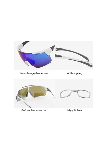 Yuntech01 Xq546 Uv400 Koruma İle Değiştirilebilir Lensli Bisiklet Polarize Güneş Gözlüğü, Yakın Görüş Çerçevesi Dahil Siyah