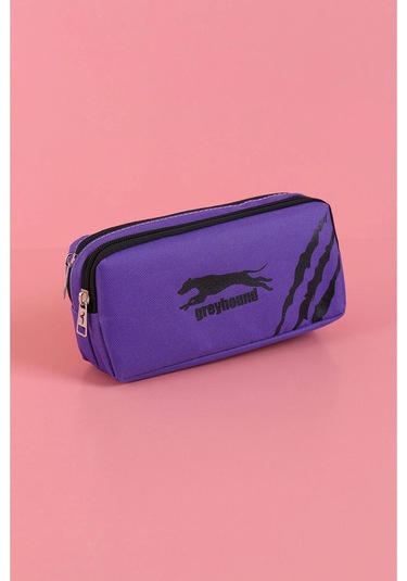 Rlx-141 İki Gözlü Kalemlik Okul Üniversite Çocuk Kalem Kutusu Mor Beyaz