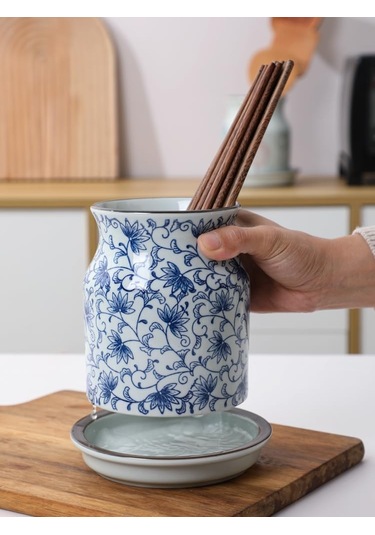 Seramik Çatal Bıçak Tutucu, Tepsili Mavi Ve Beyaz Çatal Bıçak Kavanozu, Mutfak Saklama Alanı, Hayvan Dekorasyonu -