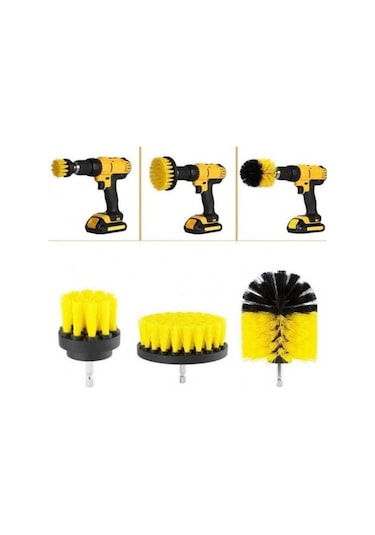 3lü Matkap Ucu Araba Tekerliği Jant Koltuk Yıkama Banyo Duşakabin Temizleme Fırçası Seti