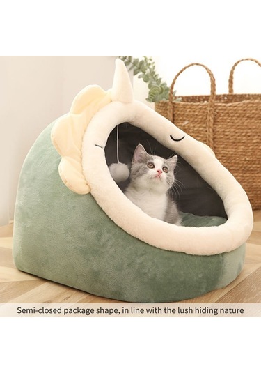 Leezsing Çıkarılabilir Ve Yıkanabilir Kedi Yarı Kapalı Yuva Matı, Kedi Köpek Sepeti, Kedi Evi Çadırı Mağara Kedi Yatağı
